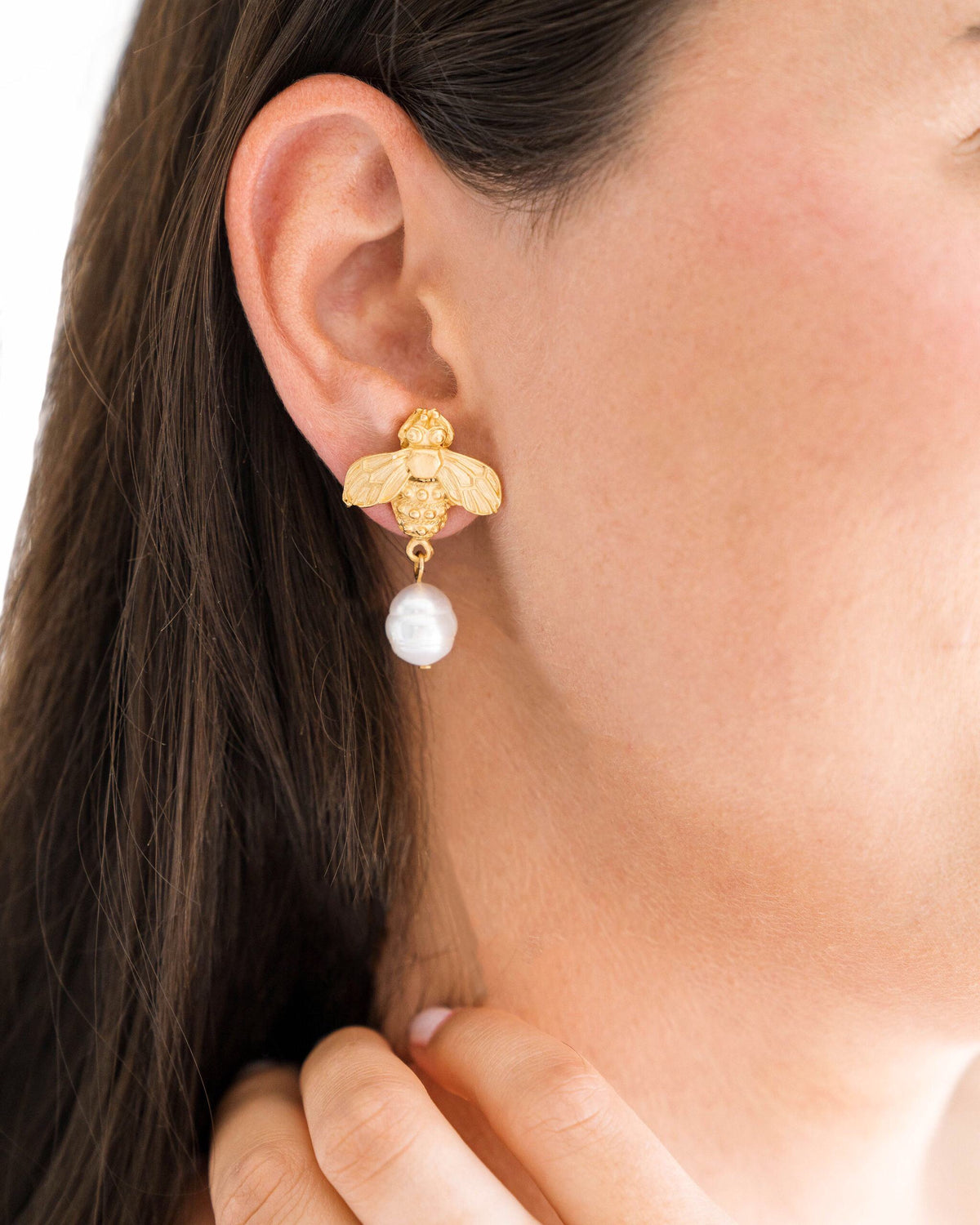 Radial & Contemporary Earrings Featuring White Oval Pearl Drops - Pure  Pearls